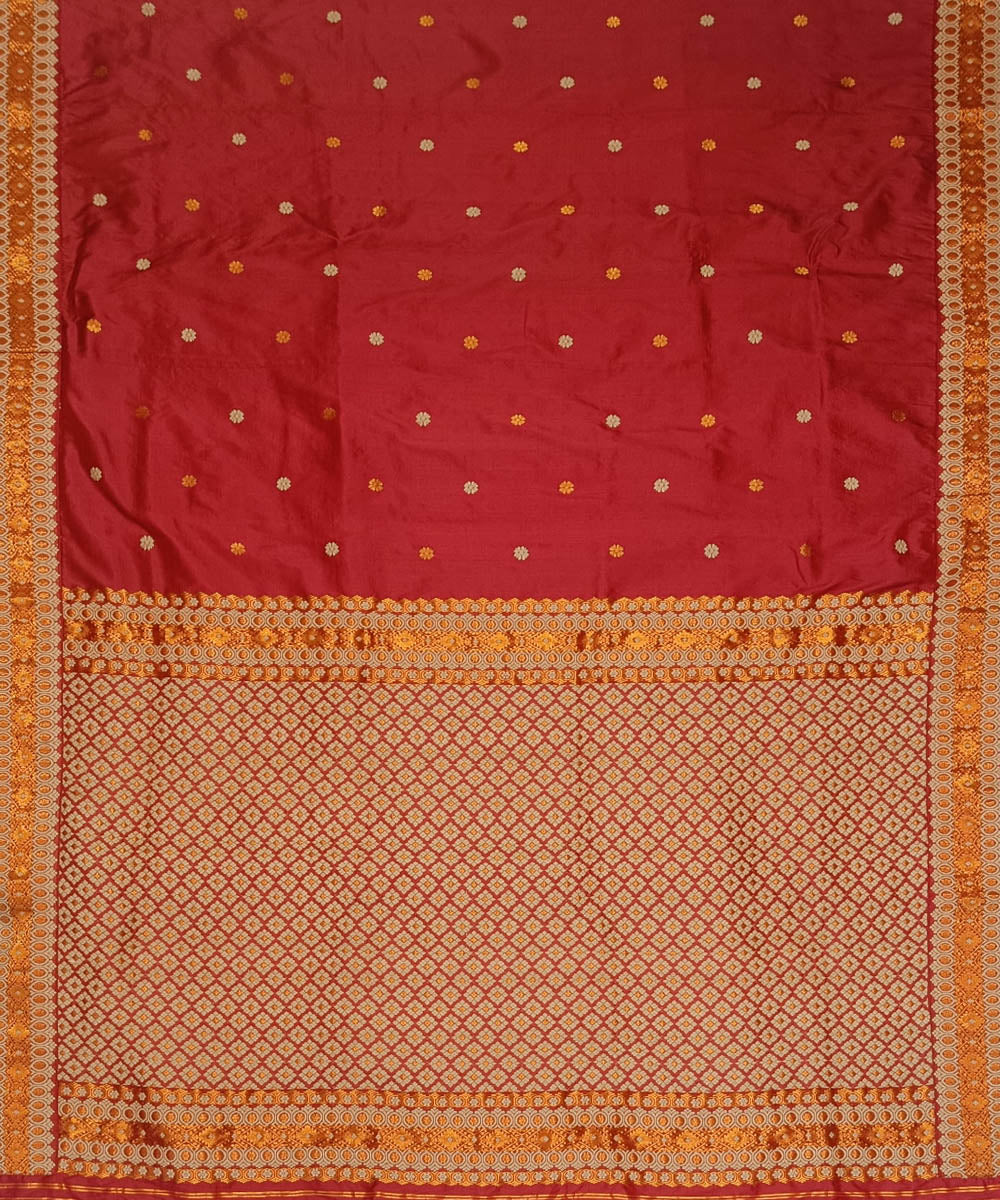 Red golden handloom assam silk saree