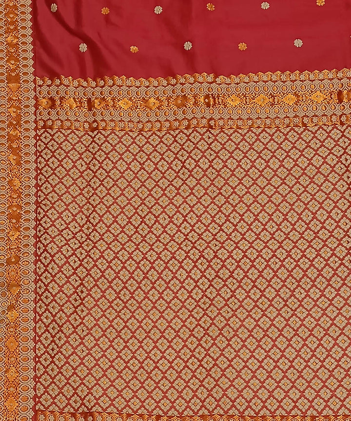 Red golden handloom assam silk saree