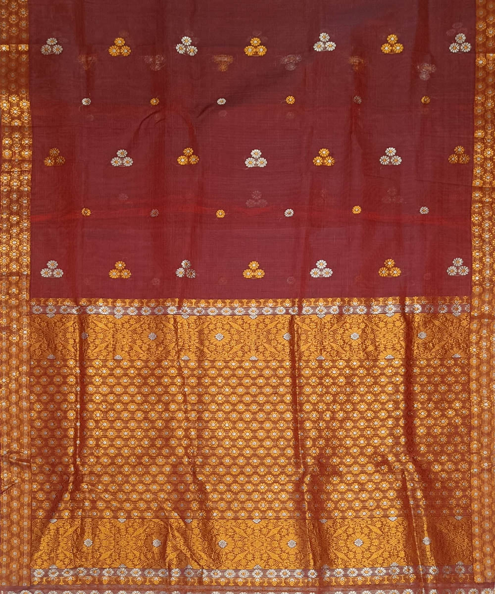 Maroon golden silk handloom assam saree