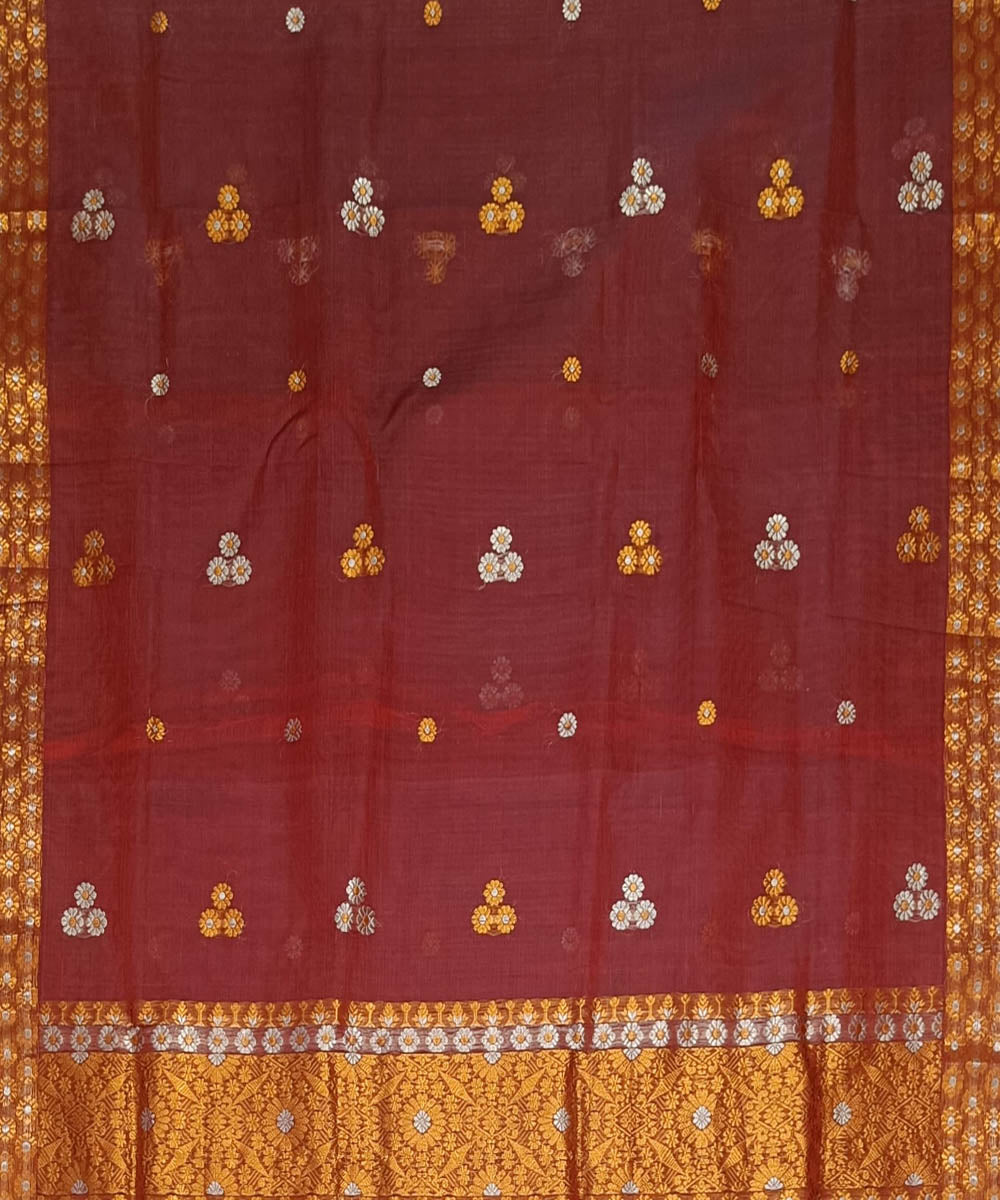 Maroon golden silk handloom assam saree