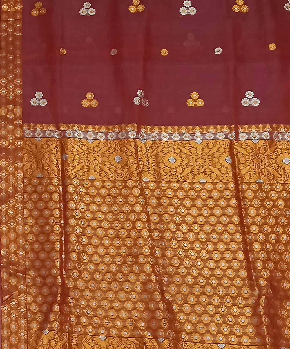 Maroon golden silk handloom assam saree