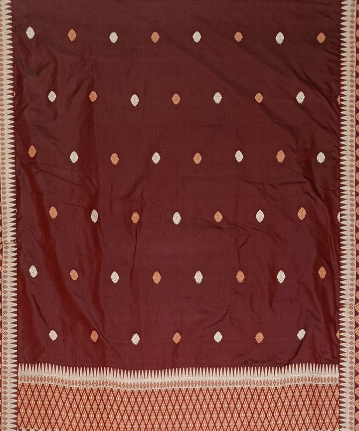 Maroon off white silk handloom assam saree