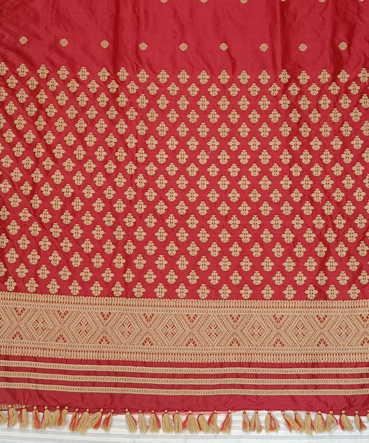 Red golden silk handloom assam saree