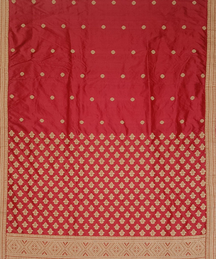 Red golden silk handloom assam saree
