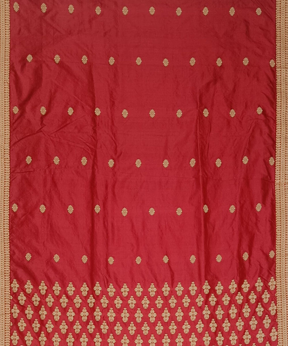 Red golden silk handloom assam saree