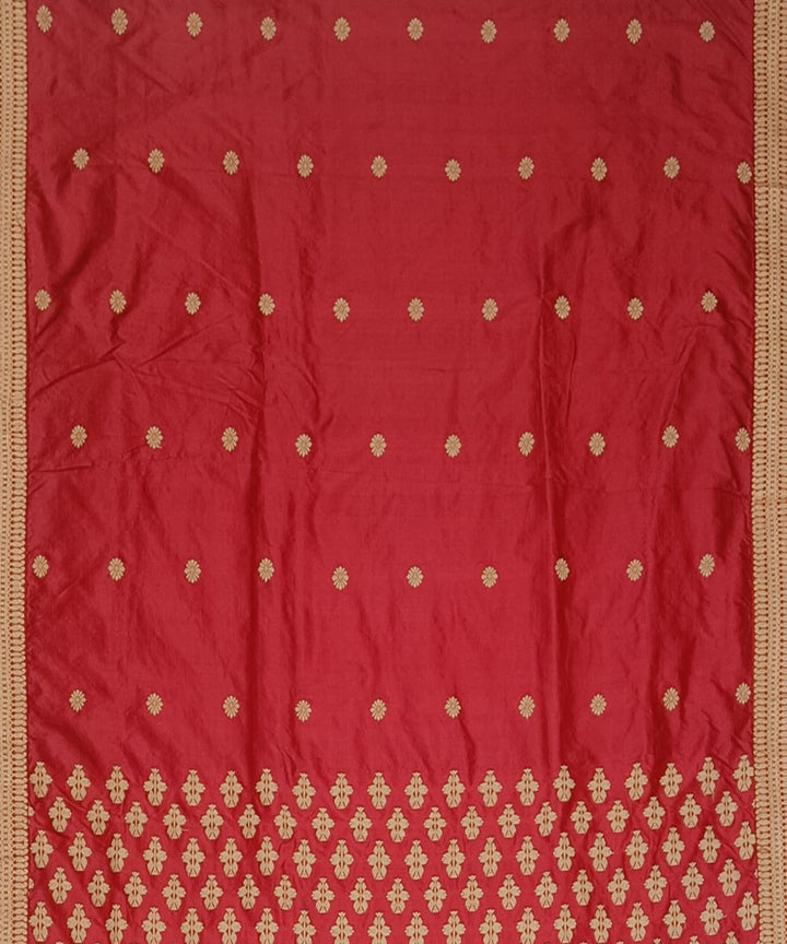 Red golden silk handloom assam saree