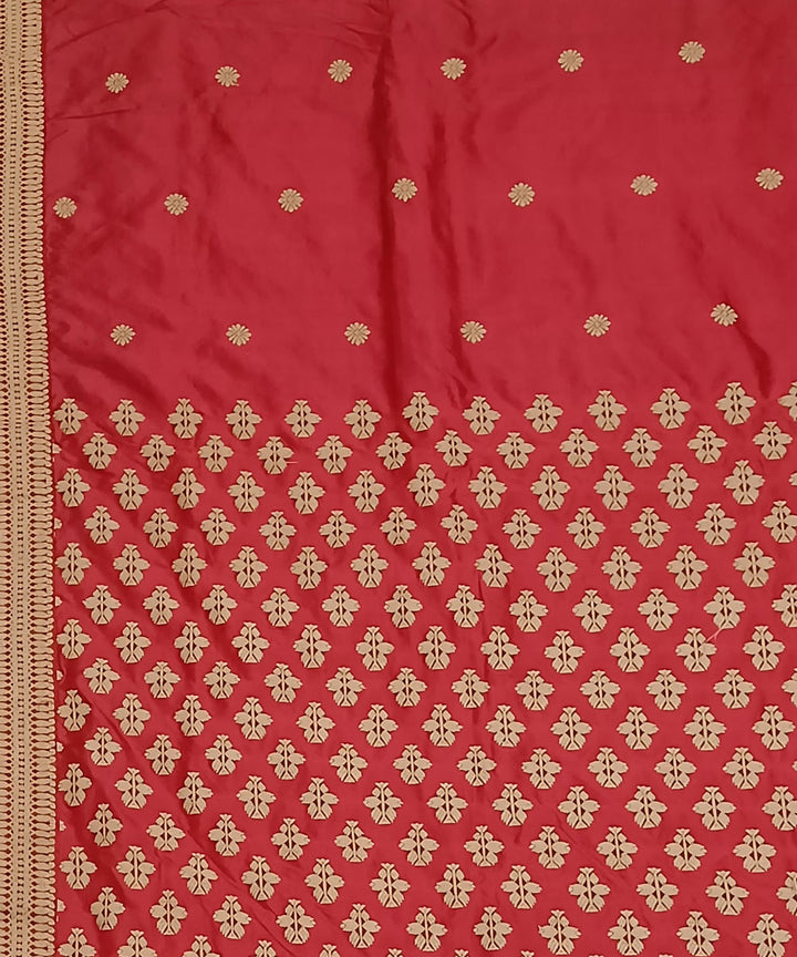 Red golden silk handloom assam saree