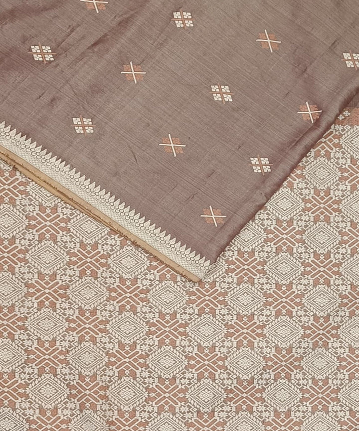 Brown grey silk handloom assam saree