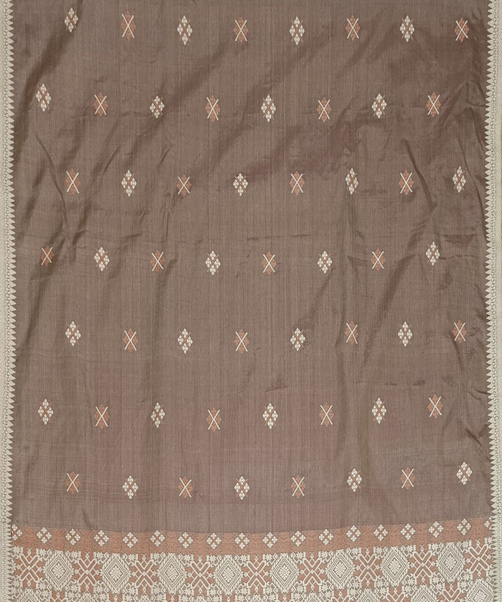 Brown grey silk handloom assam saree