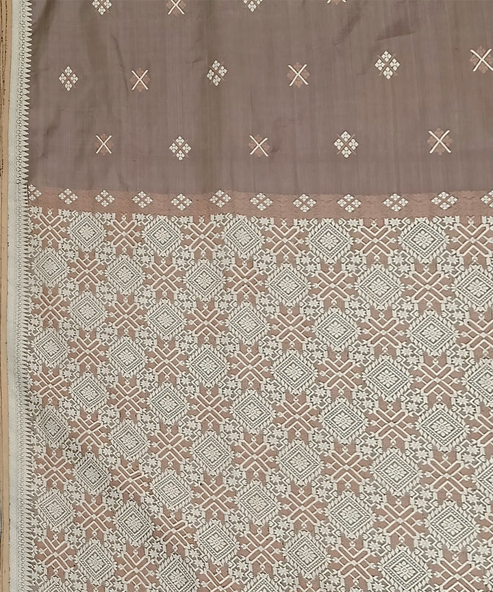 Brown grey silk handloom assam saree