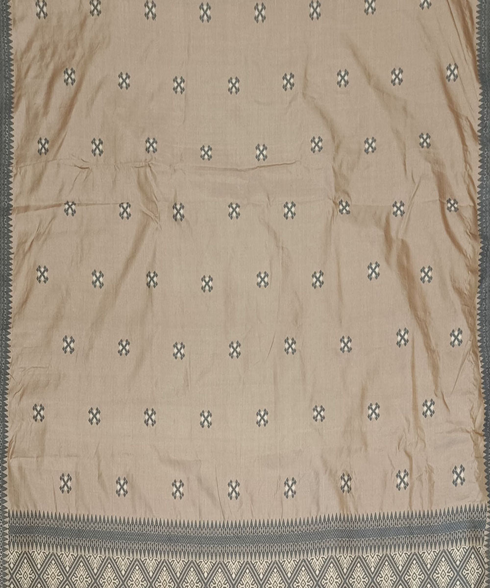 Brown grey white silk handloom assam saree