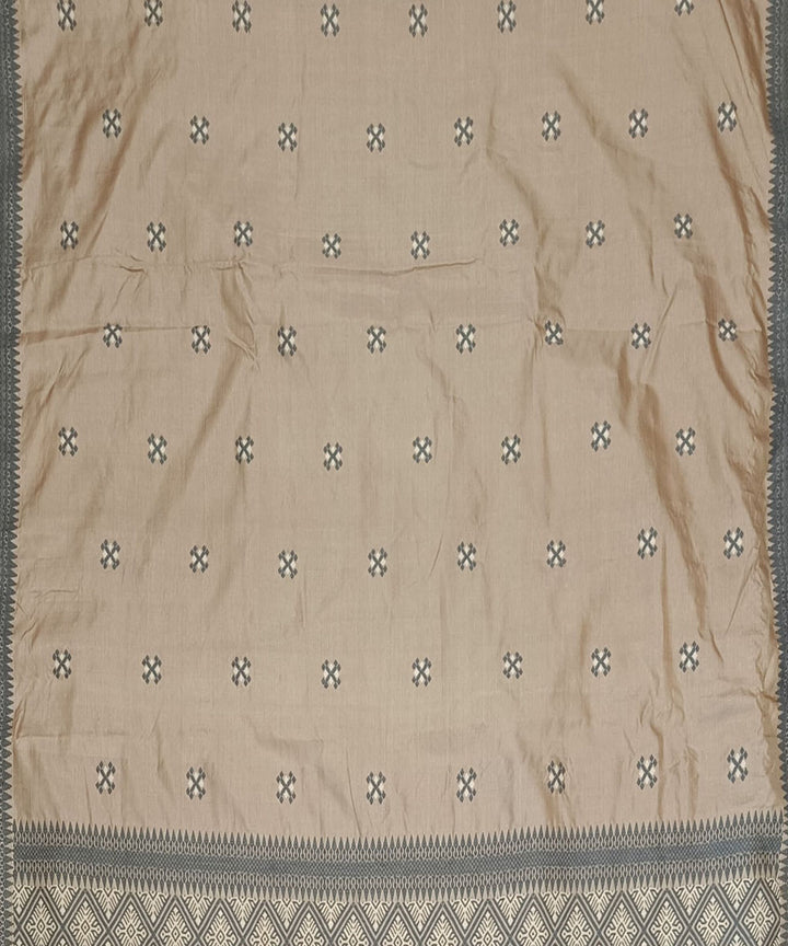 Brown grey white silk handloom assam saree