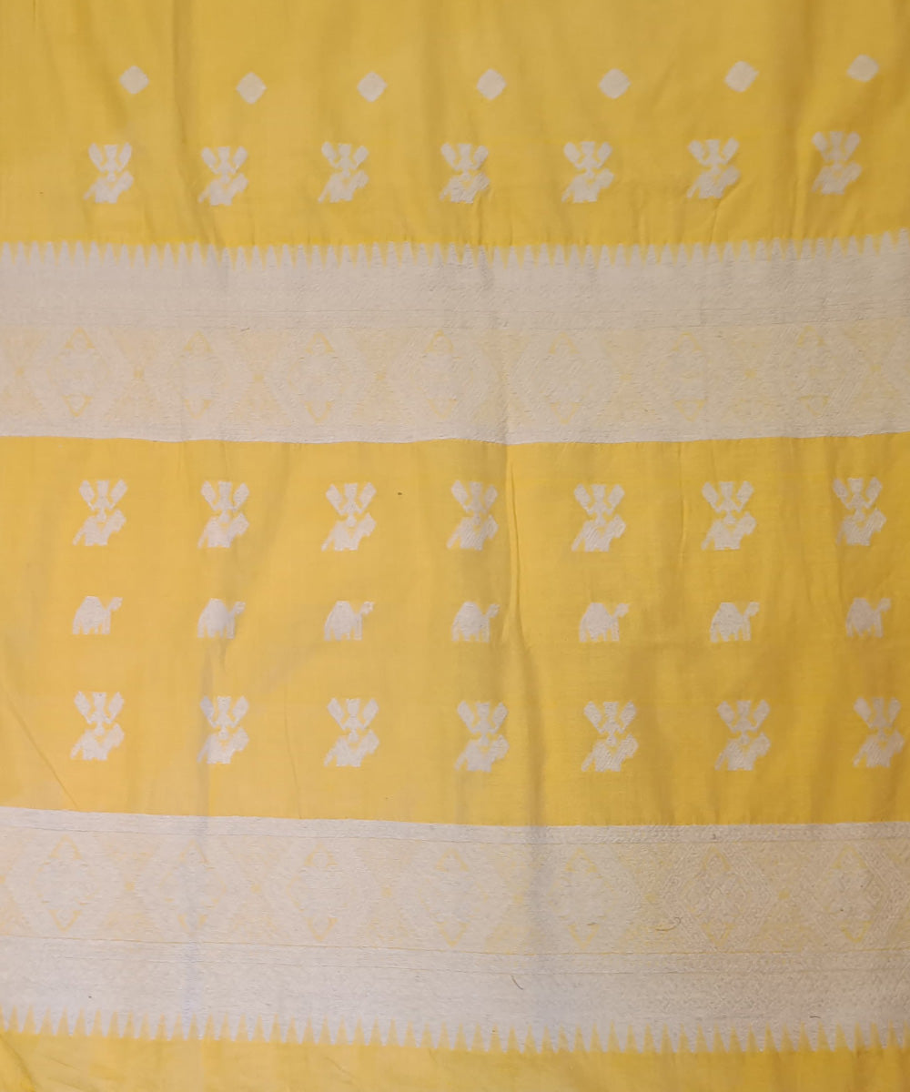 Yellow white silk handloom assam saree