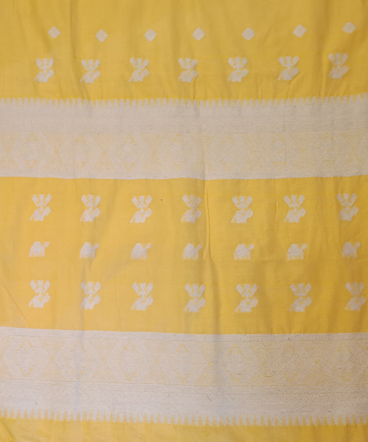 Yellow white silk handloom assam saree