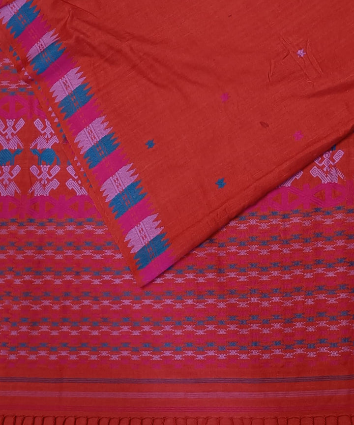 Red blue silk handloom assam saree