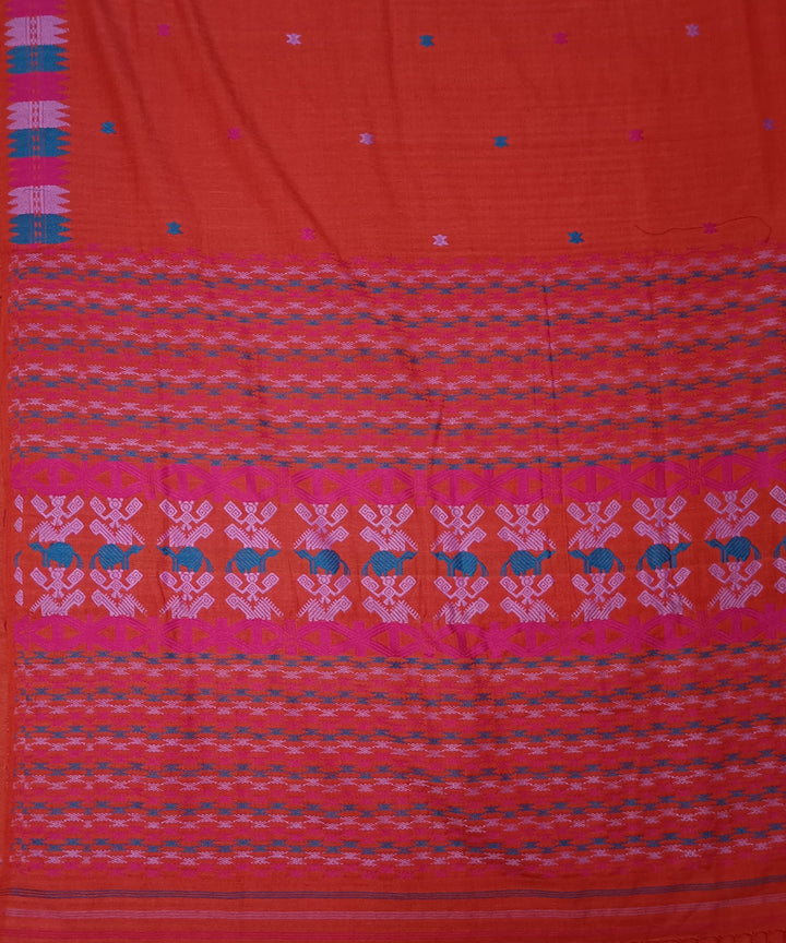 Red blue silk handloom assam saree