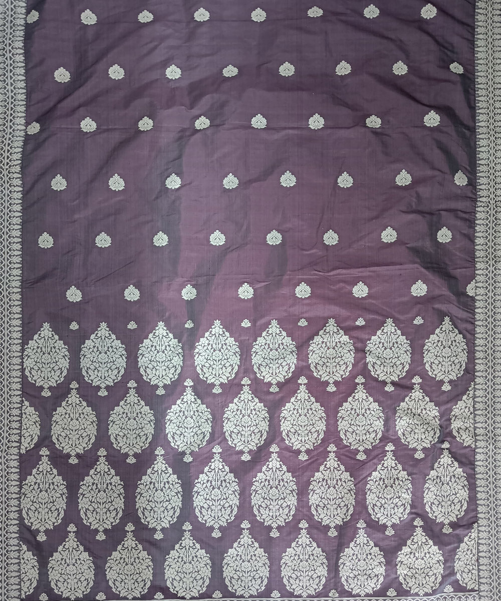 Grey white silk handloom assam saree