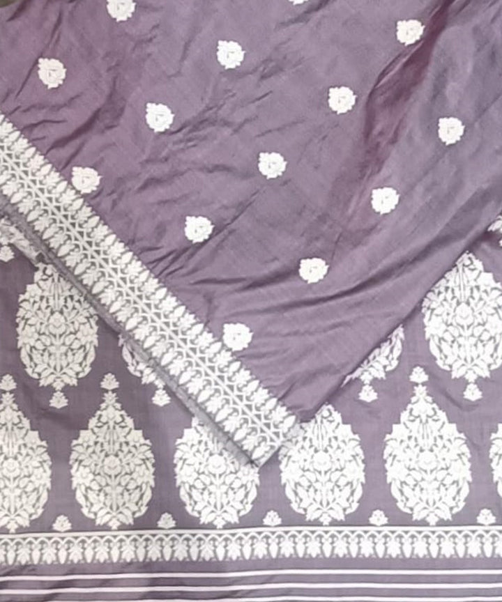 Grey white silk handloom assam saree