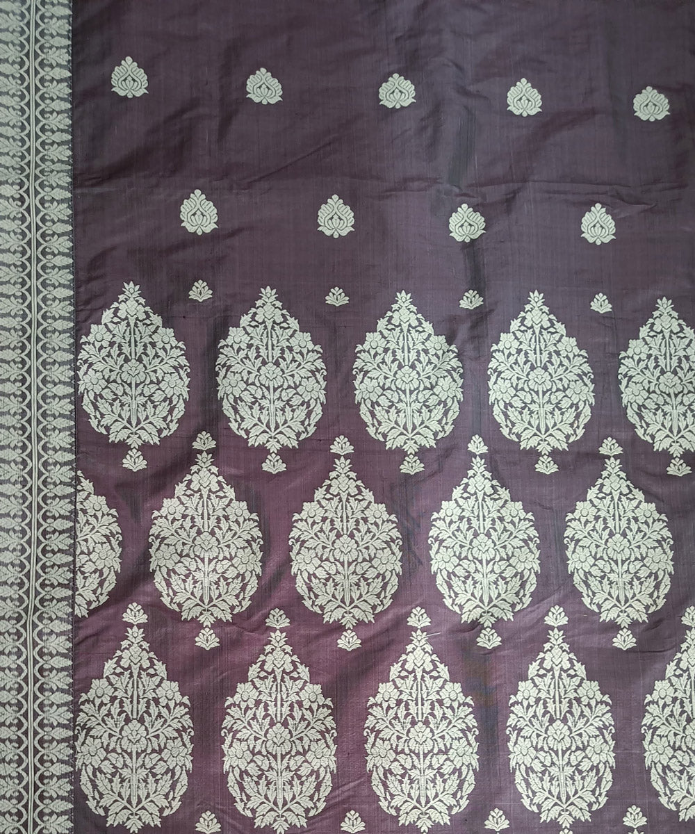 Grey white silk handloom assam saree