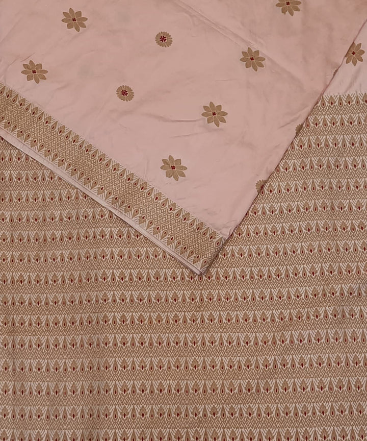 Pink beige silk handloom assam saree