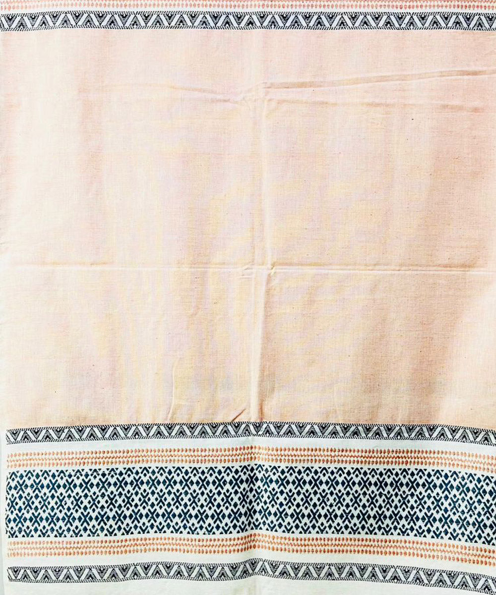 Peach blue handloom cotton silk assam stole