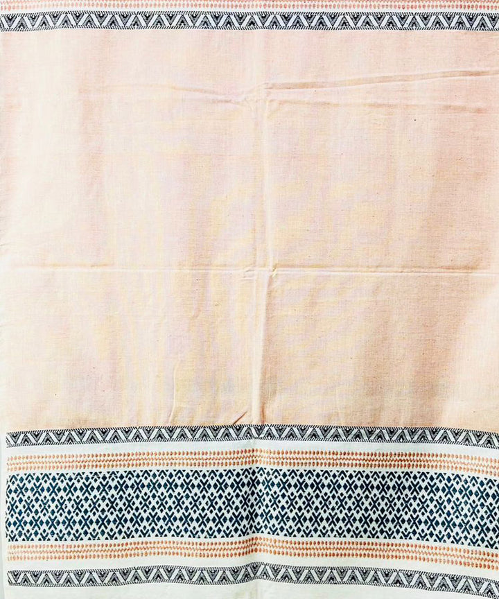 Peach blue handloom cotton silk assam stole