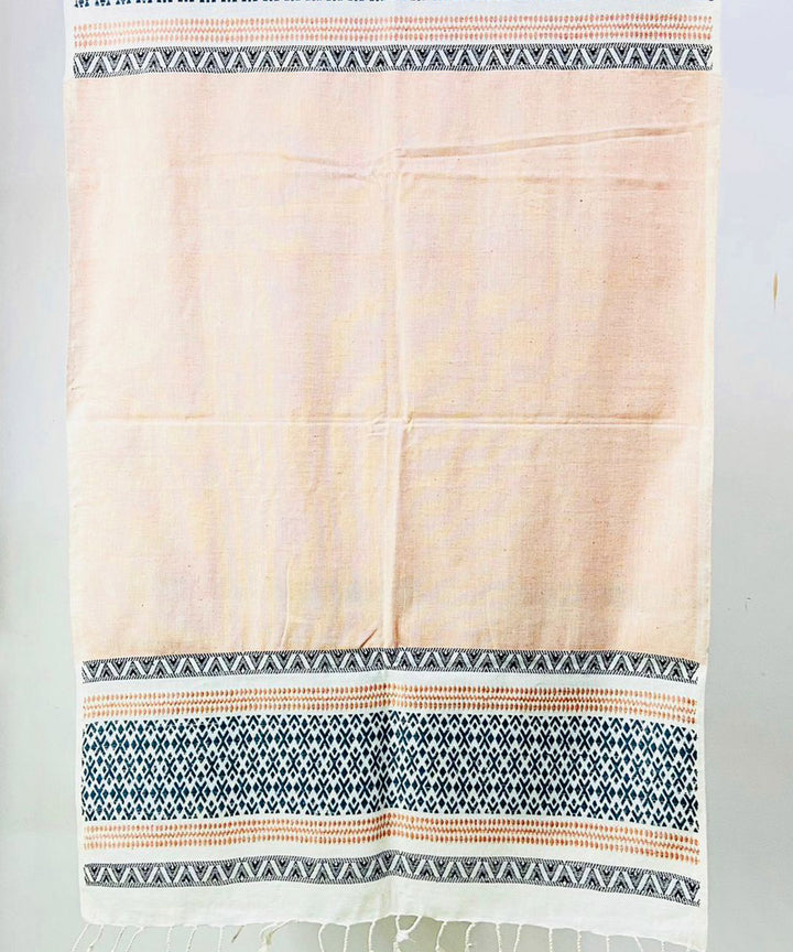 Peach blue handloom cotton silk assam stole