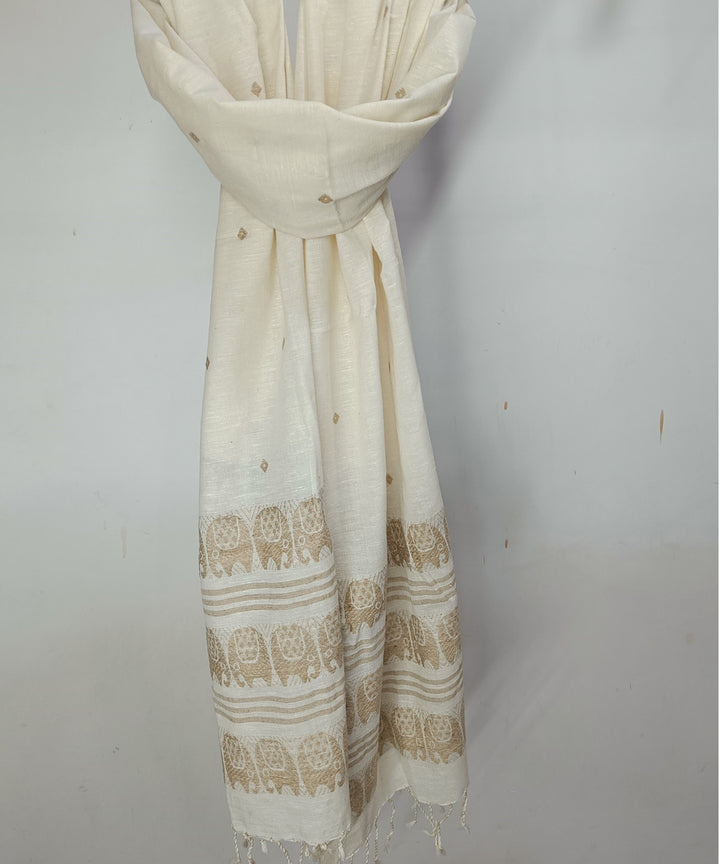 Cream brown eri silk handloom assam stole