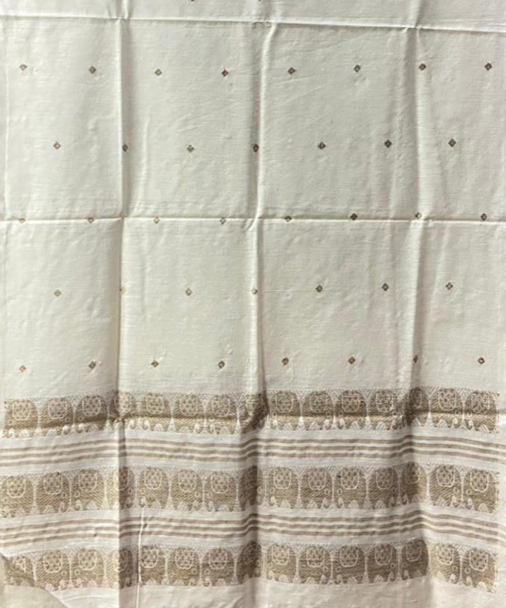 Cream brown eri silk handloom assam stole
