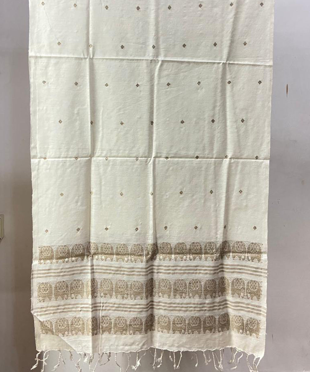 Cream brown eri silk handloom assam stole