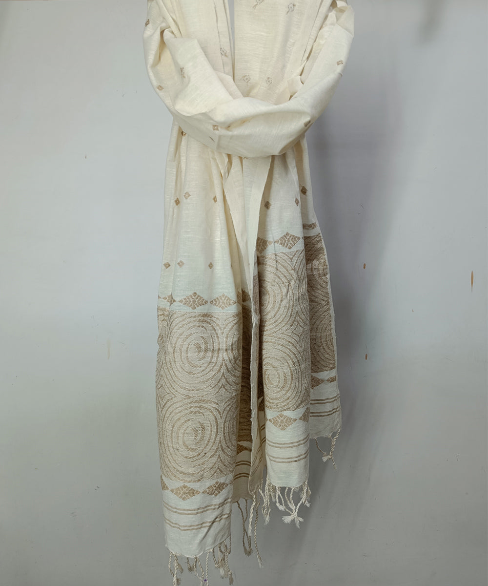Cream brown handloom assam stole