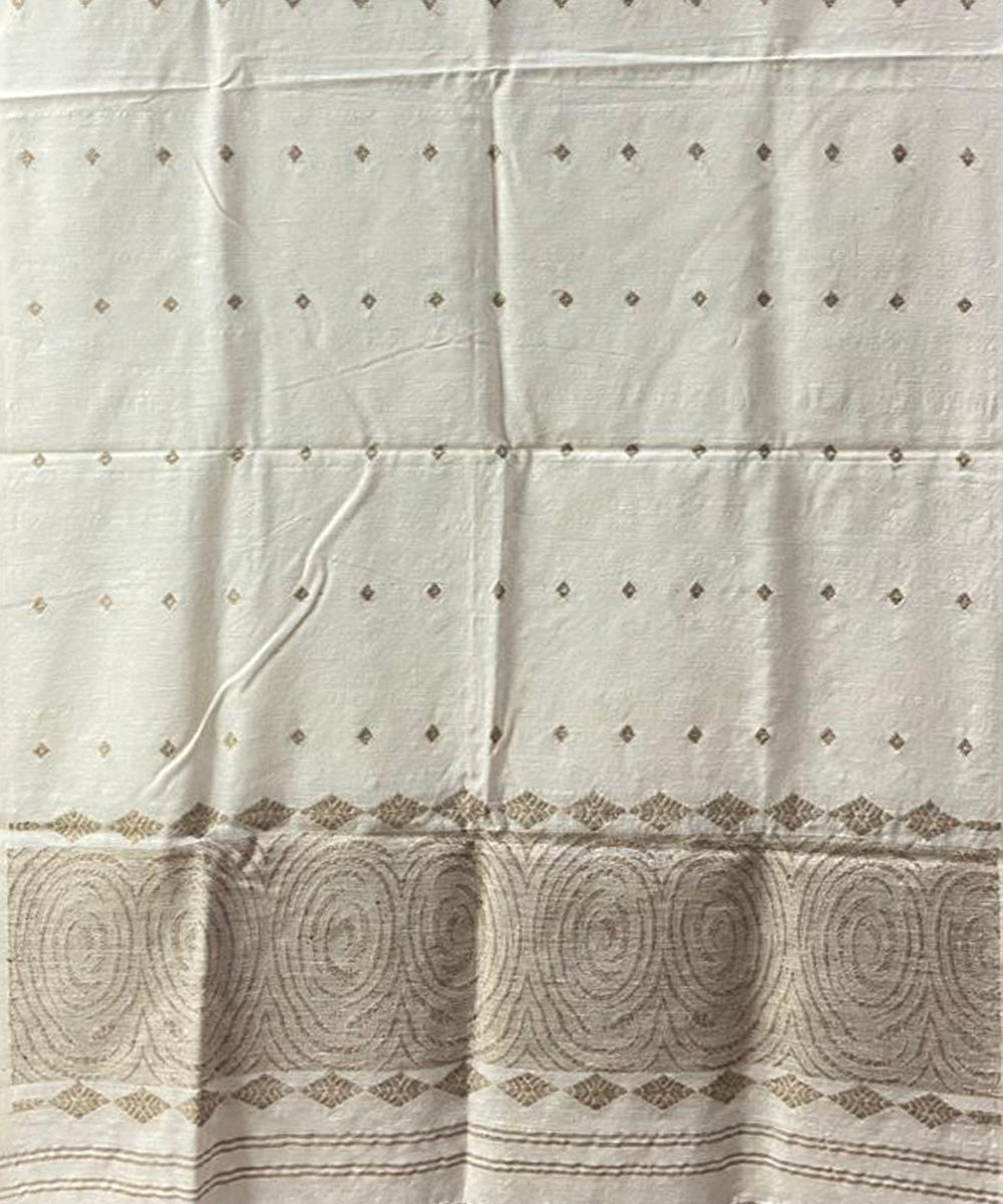 Cream brown handloom assam stole