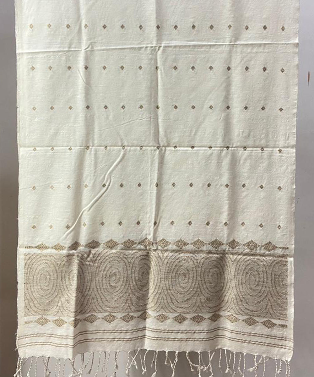 Cream brown handloom assam stole