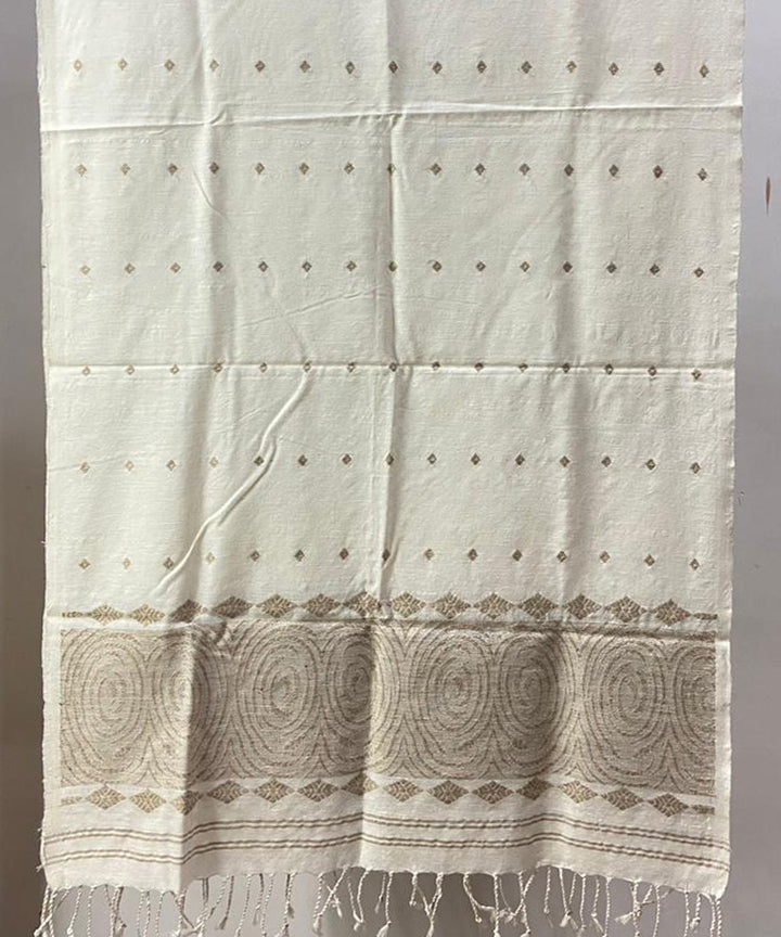 Cream brown handloom assam stole