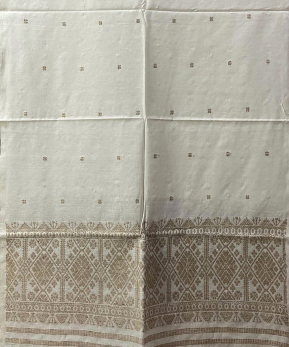 Cream brown handloom eri silk assam stole