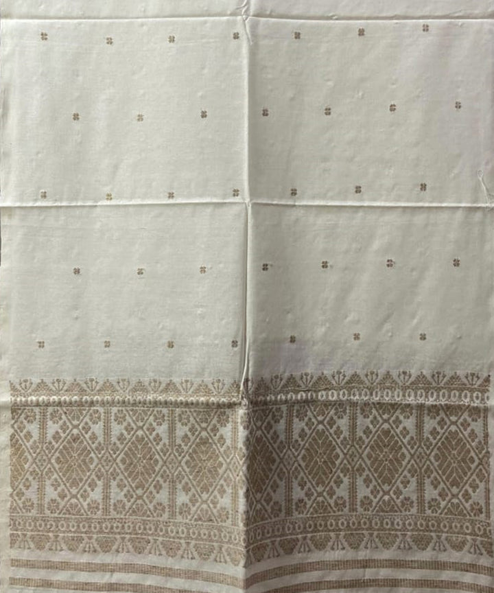 Cream brown handloom eri silk assam stole
