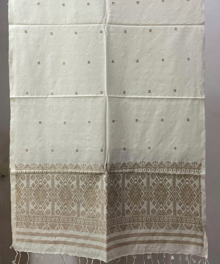 Cream brown handloom eri silk assam stole