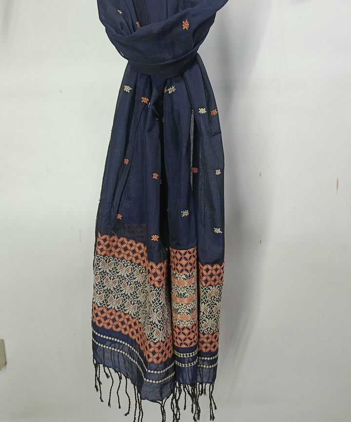 Indigo red handloom cotton assam stole