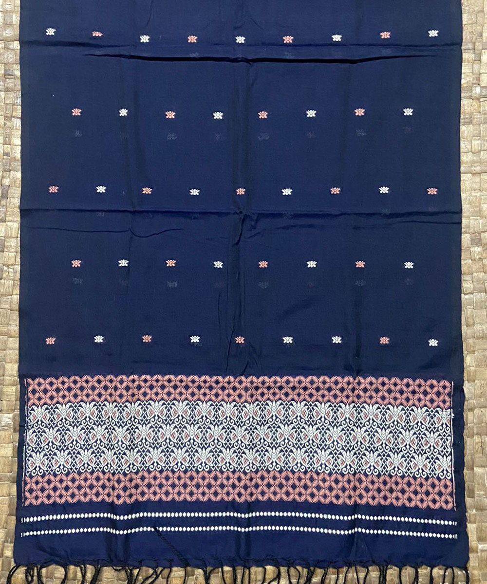 Indigo red handloom cotton assam stole