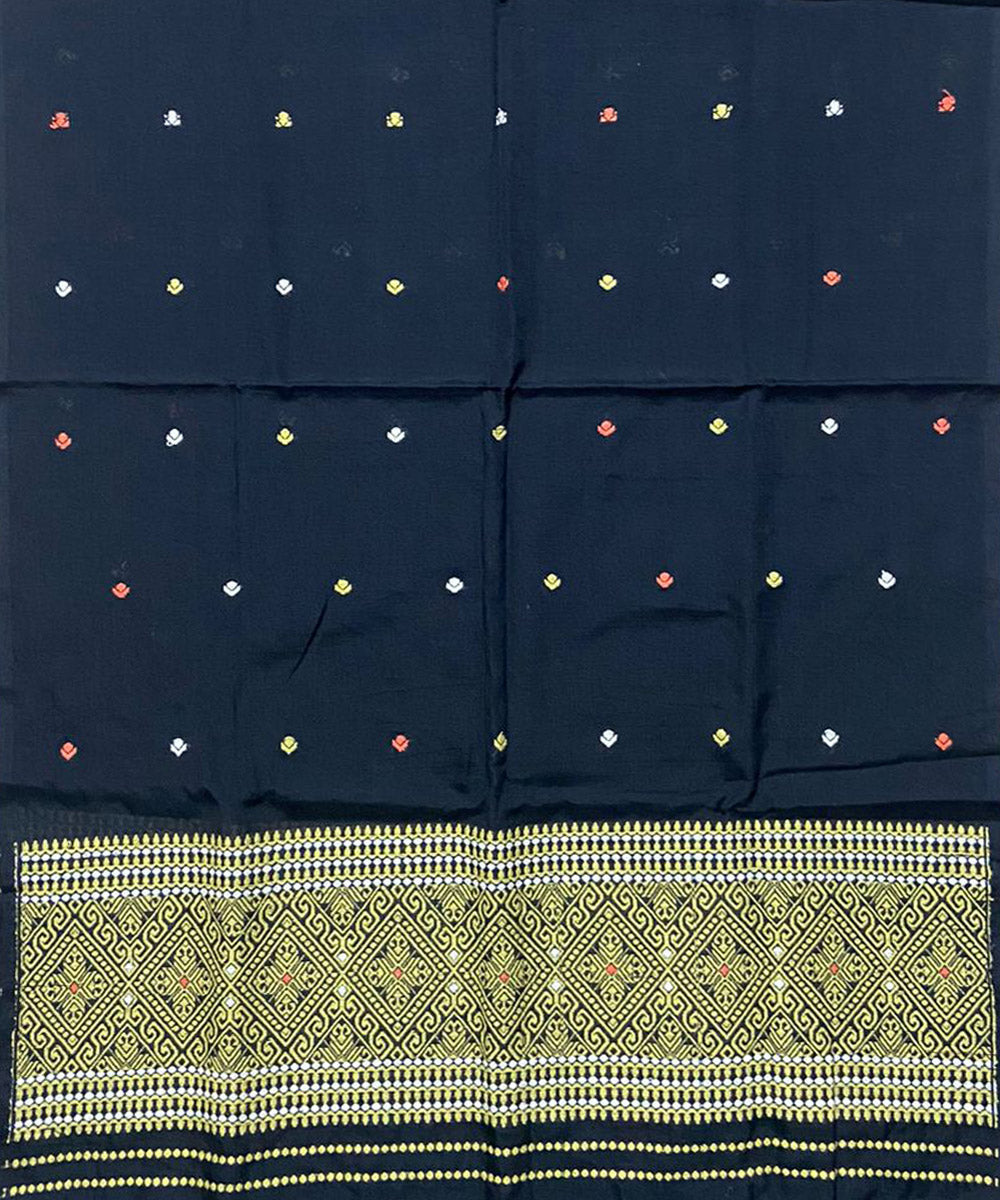 Black yellow handloom cotton assam stole