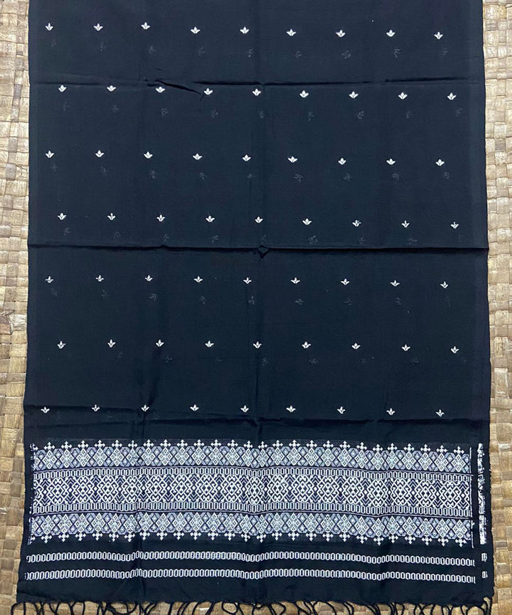 Indigo offwhite handloom assam cotton stole