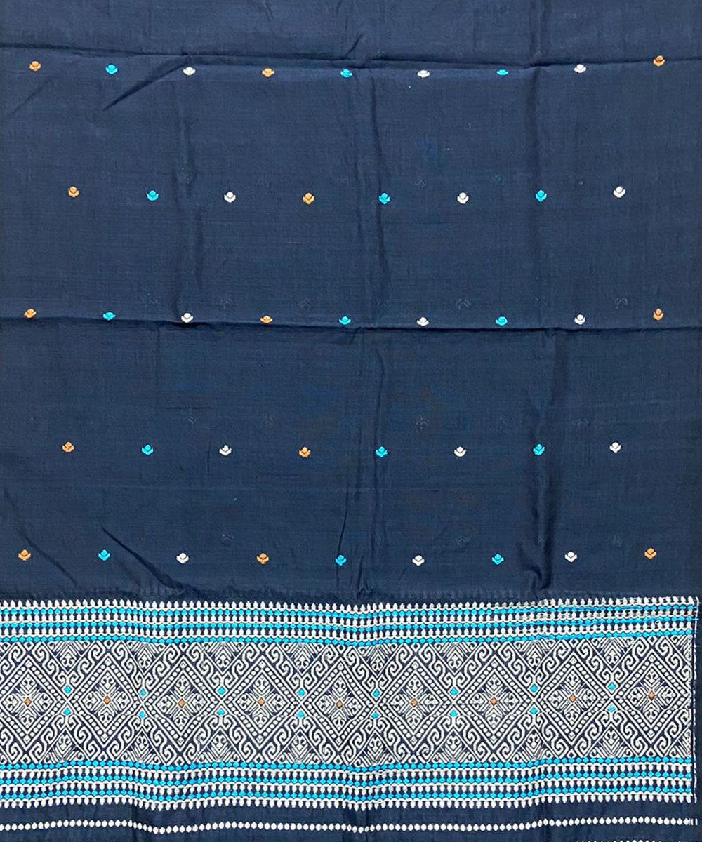 Indigo multicolor buti handloom cotton assam stole