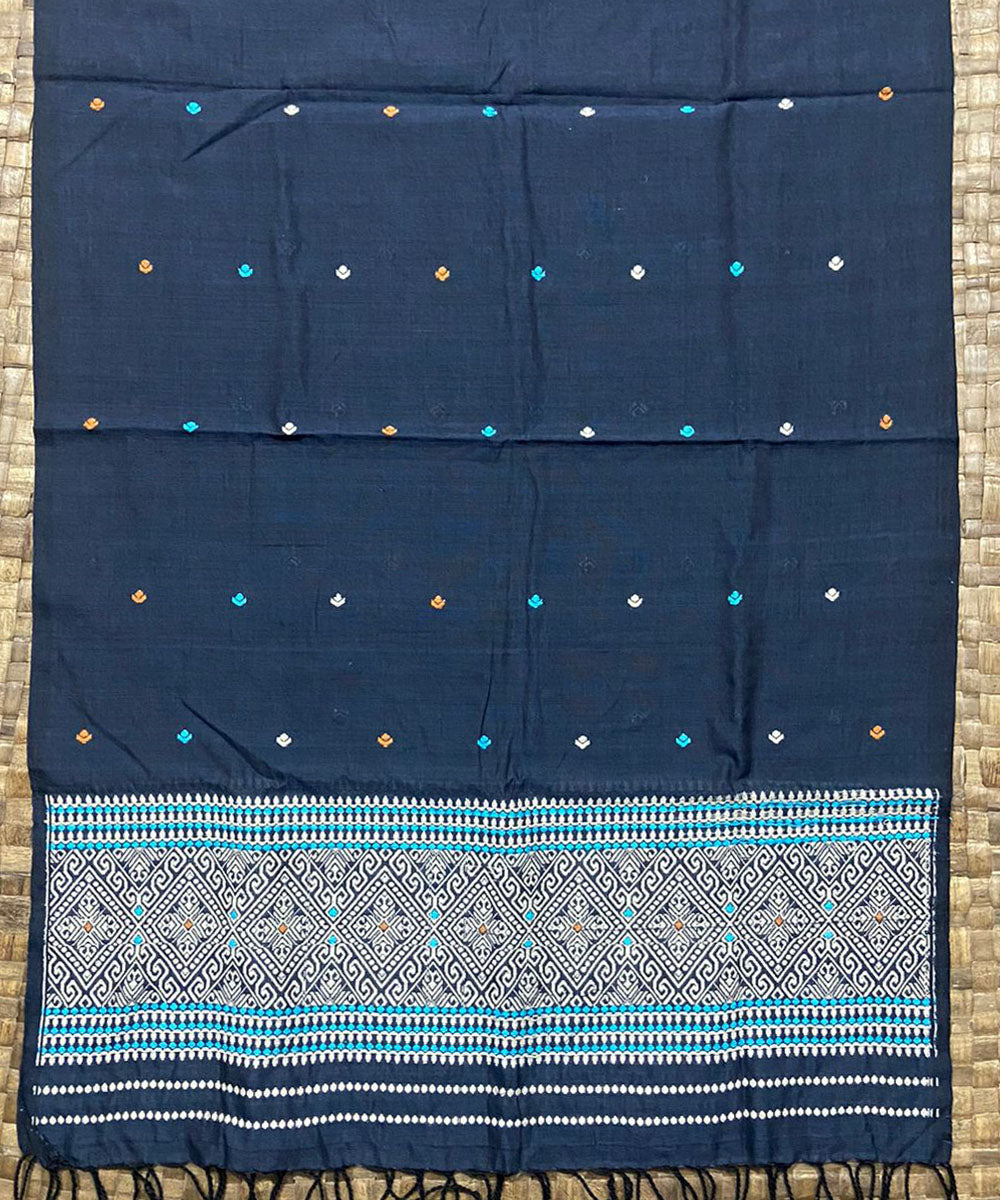 Indigo multicolor buti handloom cotton assam stole