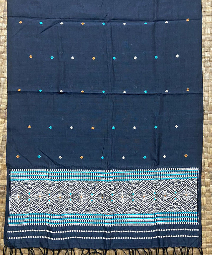 Indigo multicolor buti handloom cotton assam stole