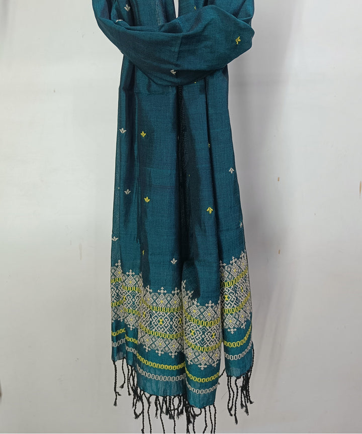 Indigo white handloom cotton assam stole
