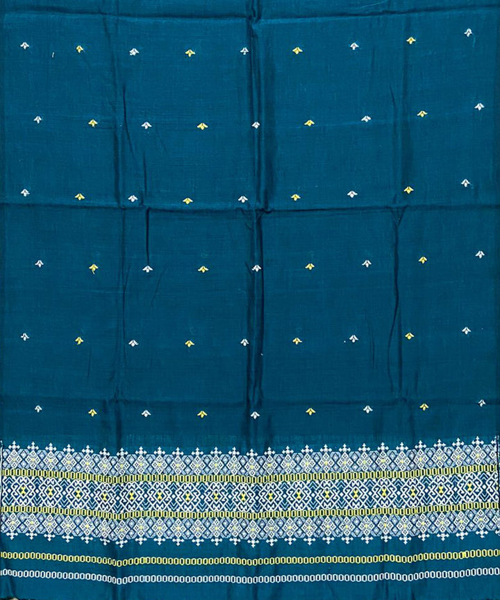 Indigo white handloom cotton assam stole