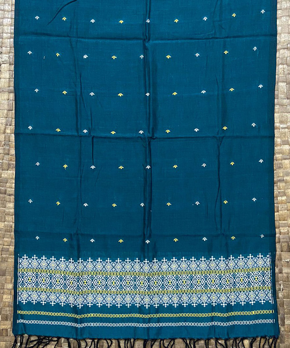Indigo white handloom cotton assam stole