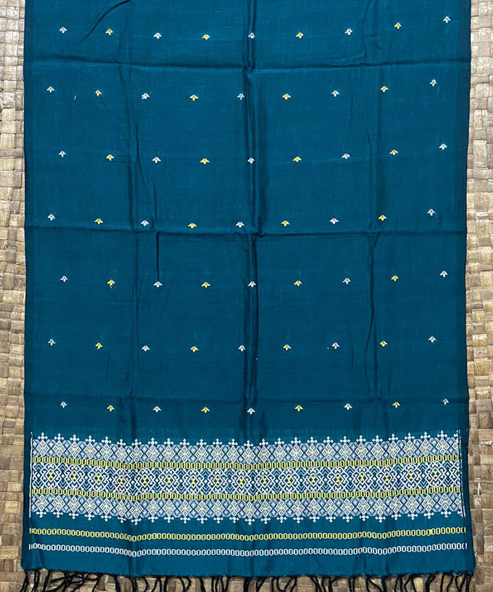 Indigo white handloom cotton assam stole