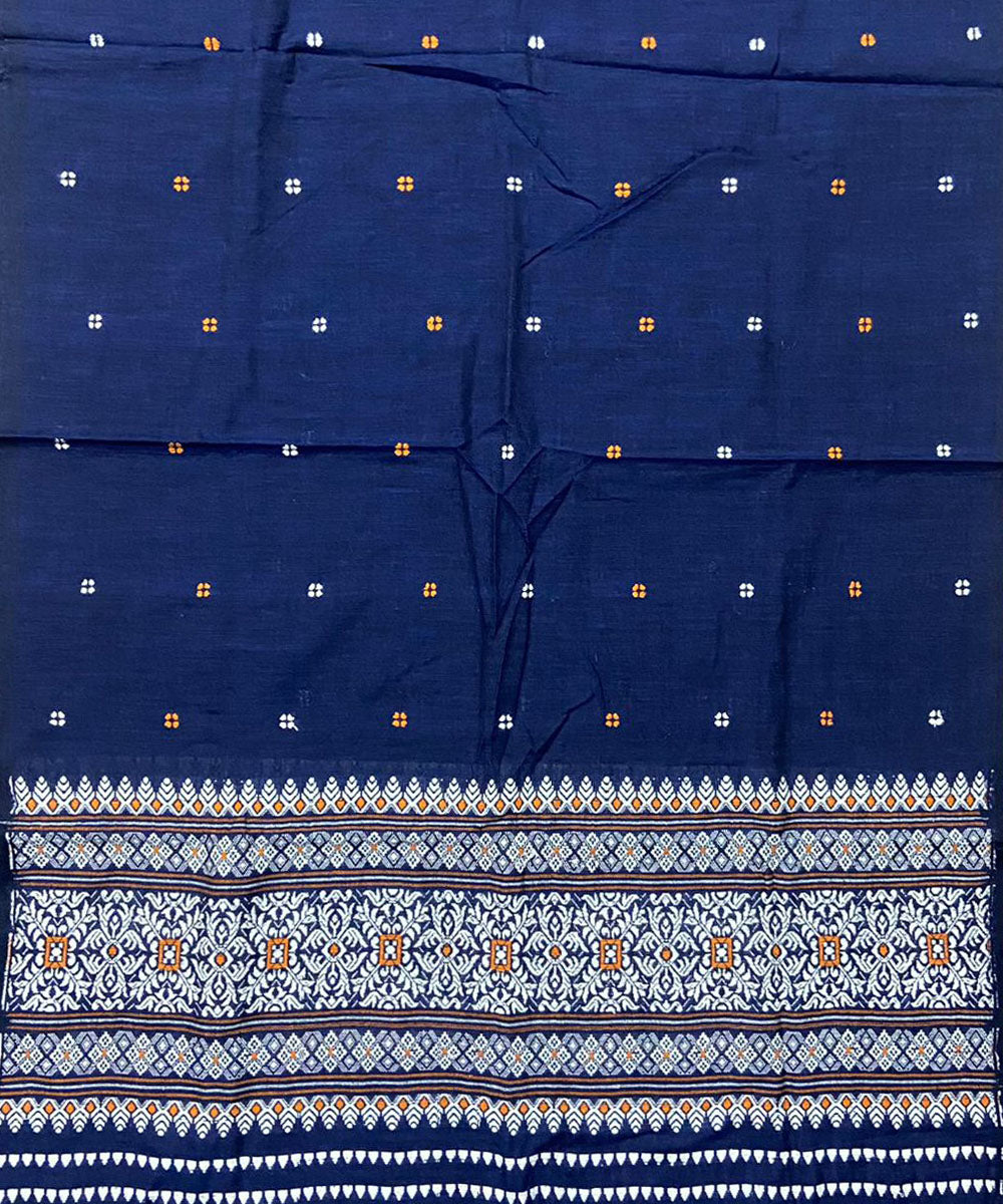 Indigo white handloom cotton silk assam stole