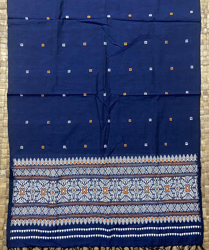 Indigo white handloom cotton silk assam stole